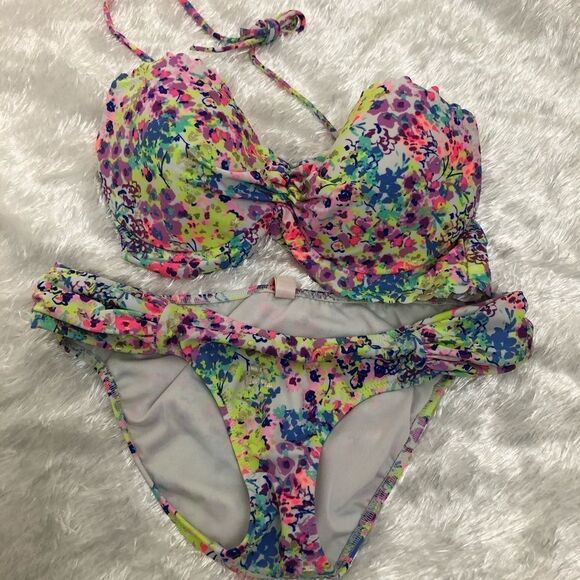 Victoria Secret floral print two pieces XS 32c - Picture 6 of 9
